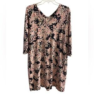 J Jill Wearever collection midi dress v neck  jersey knit‎ 3/4 sleeve Medium
